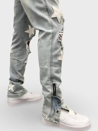 Image 3 of Snap Buttons x White Stars Jean