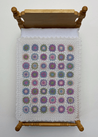 Image of Lavender Granny Square Blanket in 1:12 scale
