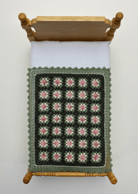 Image of Green Rose Granny Square Afghan in 1:12 scale