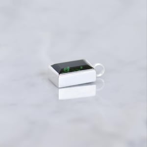 Image of Maw Sit Sit Jade (Chloromelanite Jade) bevel cut silver necklace