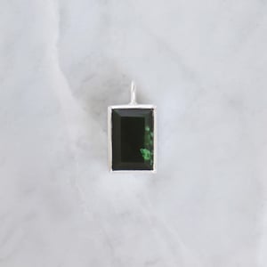 Image of Maw Sit Sit Jade (Chloromelanite Jade) bevel cut silver necklace