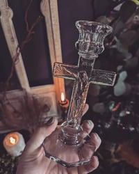 Image 1 of Glass crucifix candle holder