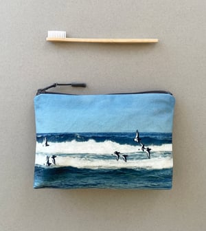 Image of Oystercatchers, wash bag, make-up, travel zipper pouch