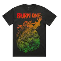 Image 1 of PRE ORDER - BURN ONE, FADED CHARCOAL WITH RASTA PRINT