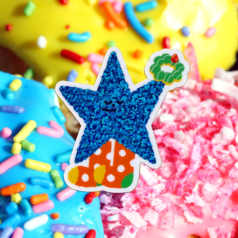 Image of I ♡ Mochi Donut! Cute Star Glitter Sticker