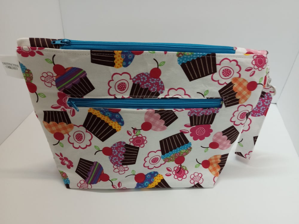 Image of Cupcake  Small Project Bag with front zipper pocket