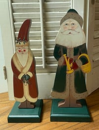 Image 1 of Vintage Wooden Folk Art Santas