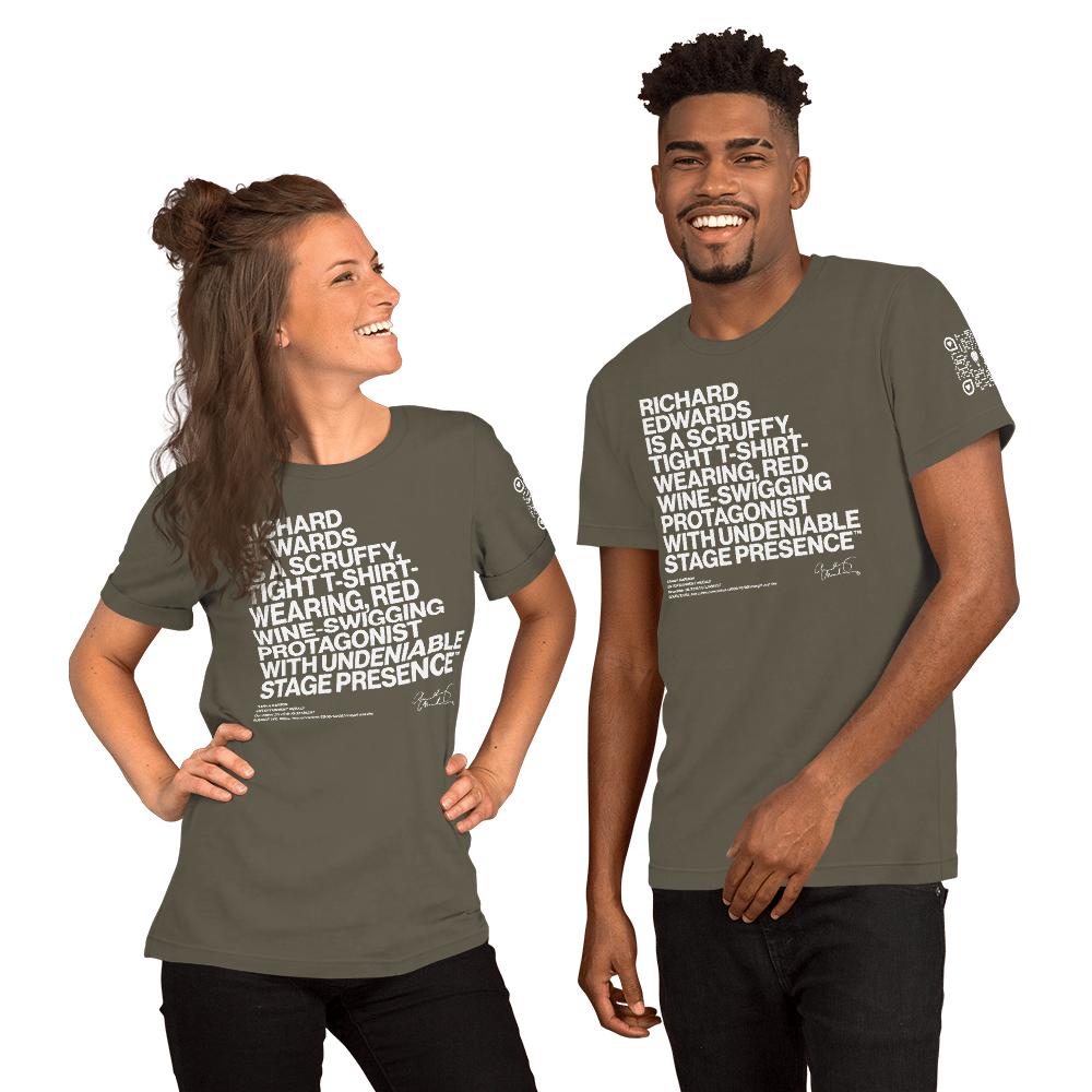 RICHARD EDWARDS WEARS TIGHT TEE AND SWIGS RED WINE™ | Unisex