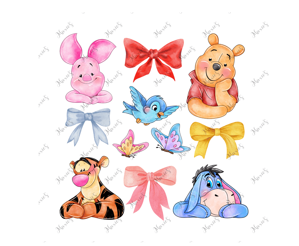 Image of Pooh & Friends Coquette Theme Sublimation Decal Print 
