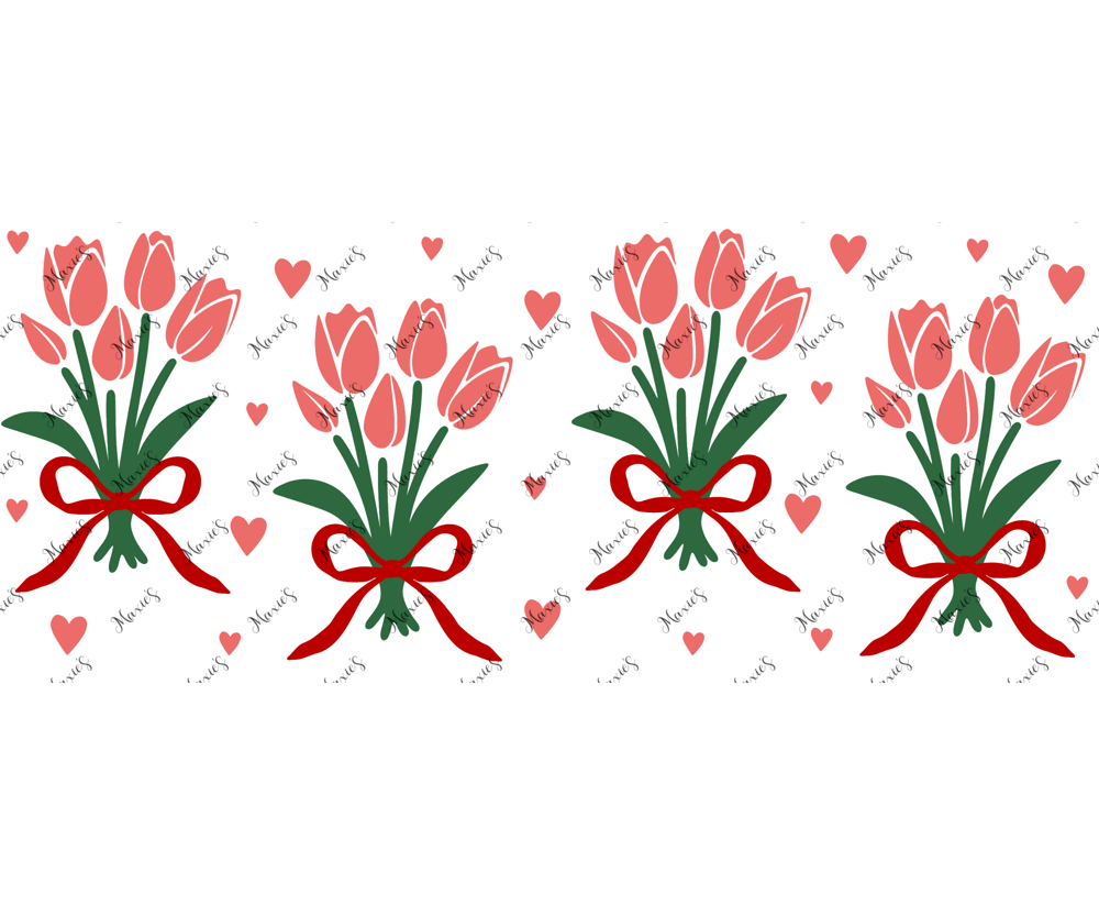 Image of Coquette Tulips Graphic Design 16oz. Sublimation Cup Wrap Print