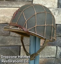 Image 3 of WWII M1 Helmet 34th Infantry Division Schlueter Fixed bale & replica rayon Hawley Liner. NCO.
