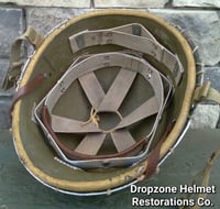 Image 15 of WWII M1 Helmet 34th Infantry Division Schlueter Fixed bale & replica rayon Hawley Liner. NCO.