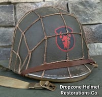 Image 7 of WWII M1 Helmet 34th Infantry Division Schlueter Fixed bale & replica rayon Hawley Liner. NCO.