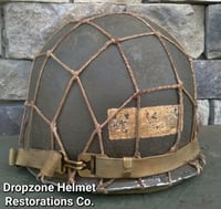 Image 6 of WWII M1 Helmet 34th Infantry Division Schlueter Fixed bale & replica rayon Hawley Liner. NCO. 