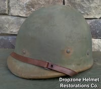 Image 16 of WWII M1 Helmet 34th Infantry Division Schlueter Fixed bale & replica rayon Hawley Liner. NCO.
