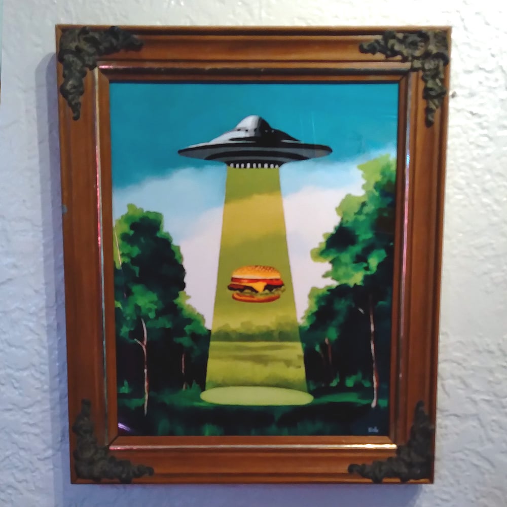 The Hamburger Abduction - Special Edition - Framed Metal Print