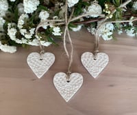 Image 1 of Hand pressed heart shape clay tags - three sizes from