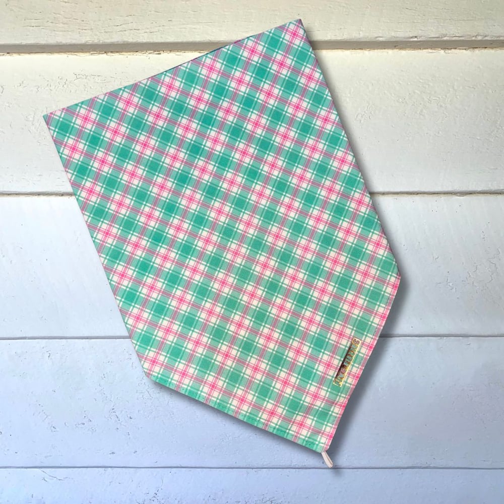 Image of Turquoise + Pink Plaid Scarf