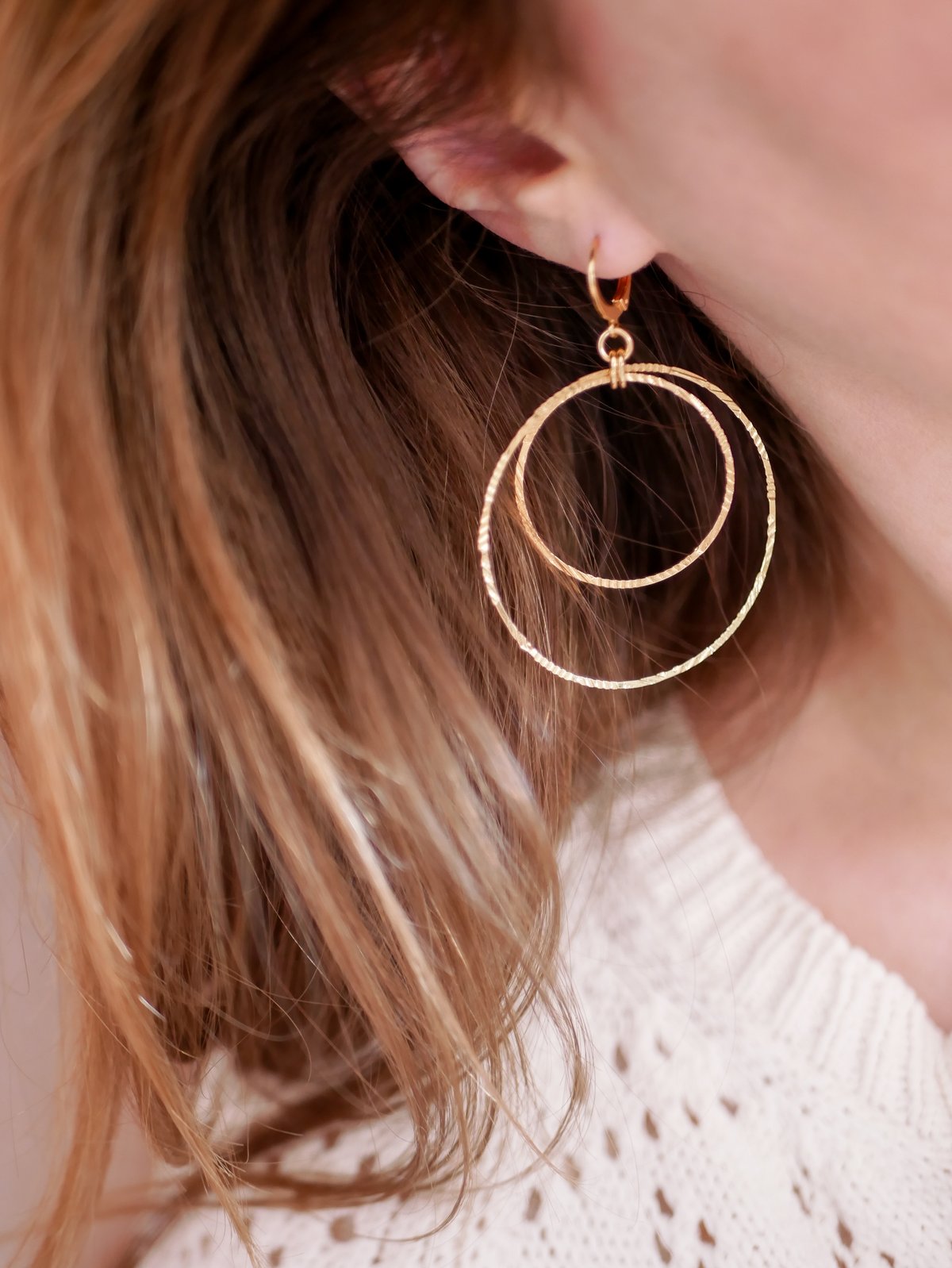 Image of Grandes Boucles d'Oreilles ANCO Double Dorées