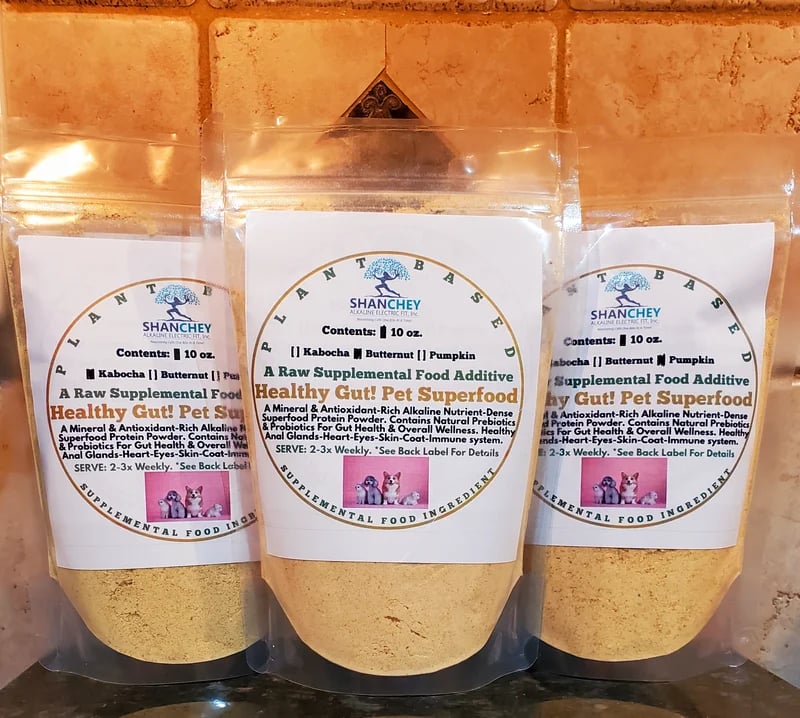 Doggie Calm! Ancient Prebiotic Superfood. Healthy Gut! Pet Food Topper. ShamPaws Paw Wash/Shampoo.