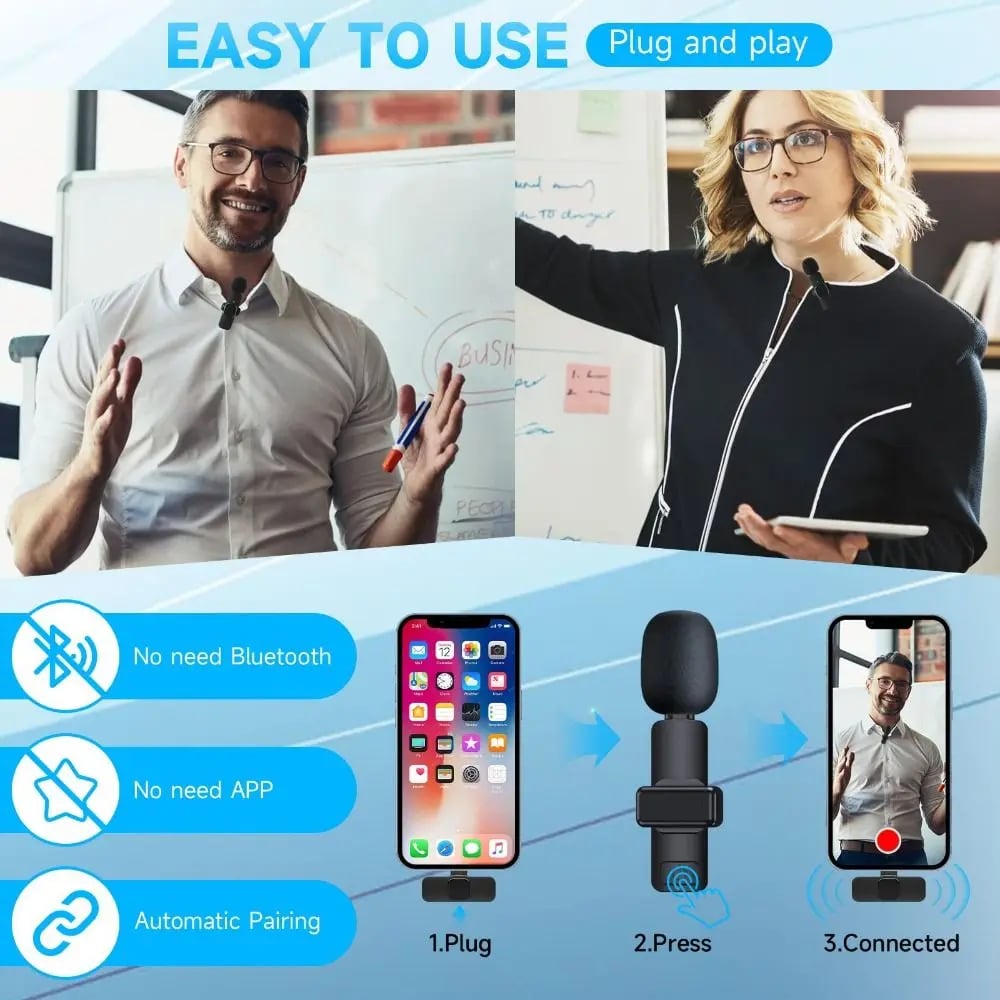 New Wireless Lavalier Microphone Audio Video Recording Mini Mic For Live Broadcast Gaming Cell Phone