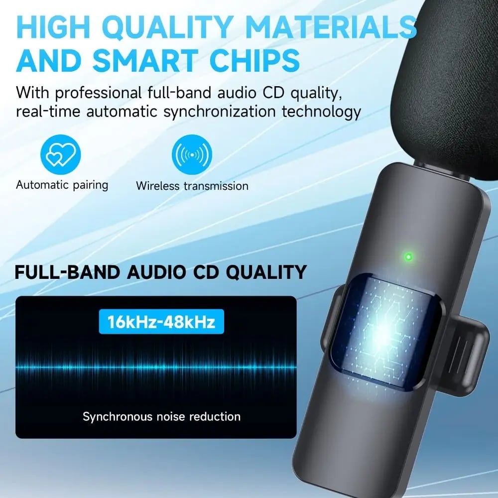 New Wireless Lavalier Microphone Audio Video Recording Mini Mic For Live Broadcast Gaming Cell Phone