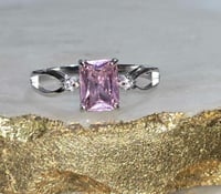 Image 1 of Emerald Cut Pink CZ Ring 