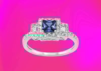 Image 2 of square Blue Sapphire CZ Ring 