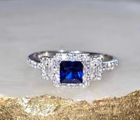 Image 1 of square Blue Sapphire CZ Ring 