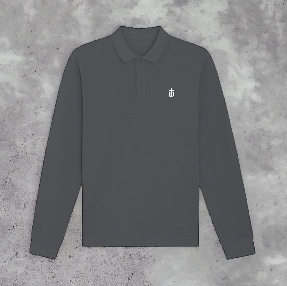 Image of GREY CLASSIC LONG SLEEVE POLO