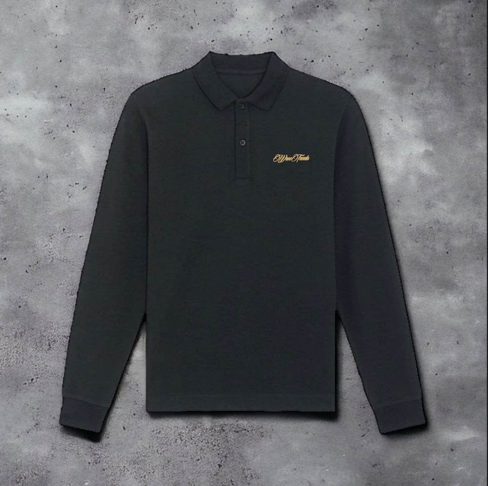 Image of BLACK GOLD SIGNATURE LONG SLEEVE POLO