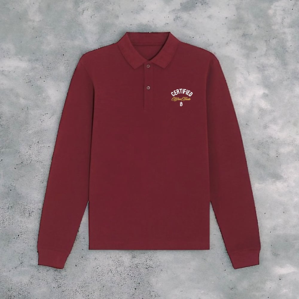 Image of BURGUNDY CERTIFIED LONG SLEEVE POLO