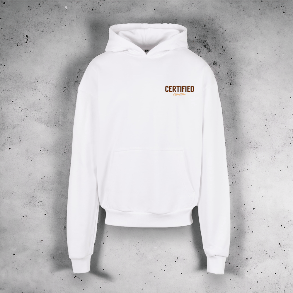 Image of WHITE MINI CERT ULTRA HEAVY HOODIE.
