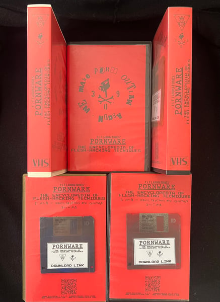 Image of PORNWARE - THE ENCYCLOPEDIA OF FLESH HACKING TECNIQUES  [VHS + Floppy Disk]