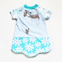 Image 3 of sloth scalloped hem blues courtneycourtney two 2T 2 second 2nd birthday bday short sleeve dress cute