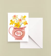 Lusterware Pitcher With Daffodils Greeting Card