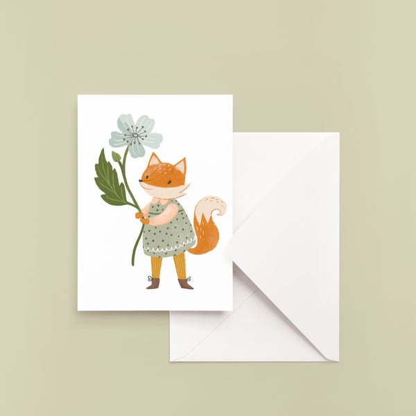 Image of Fox Flower Greeting Card
