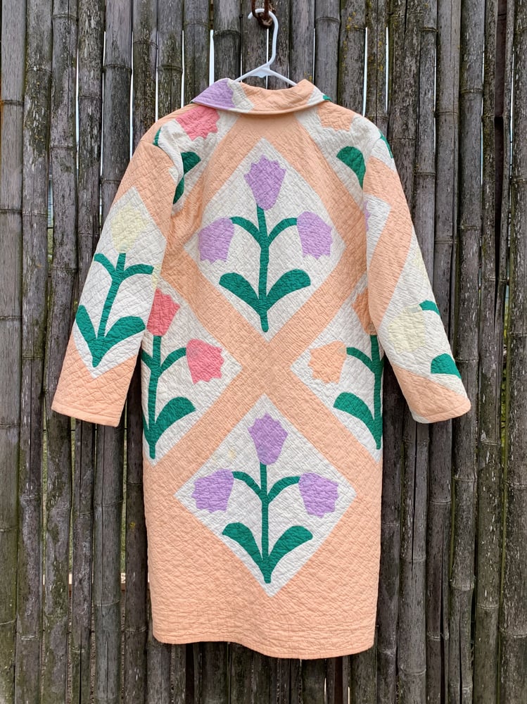 Image of Quilt Collared Duster Coat — Tulips