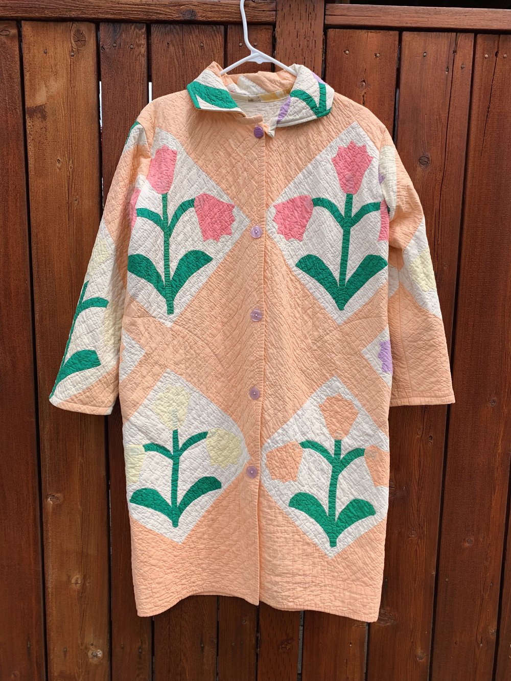 Image of Quilt Collared Duster Coat — Tulips