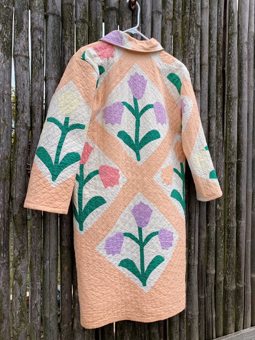 Image of Quilt Collared Duster Coat — Tulips