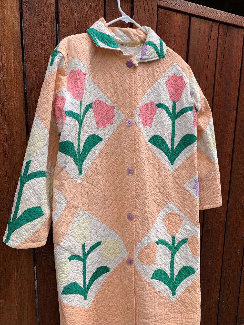 Image of Quilt Collared Duster Coat — Tulips