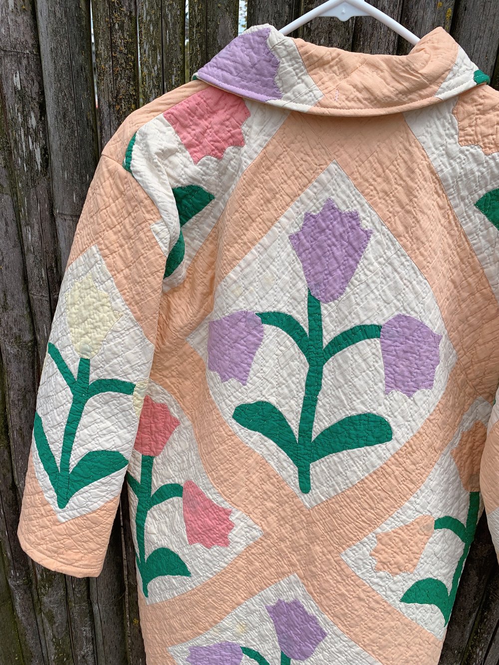 Image of Quilt Collared Duster Coat — Tulips