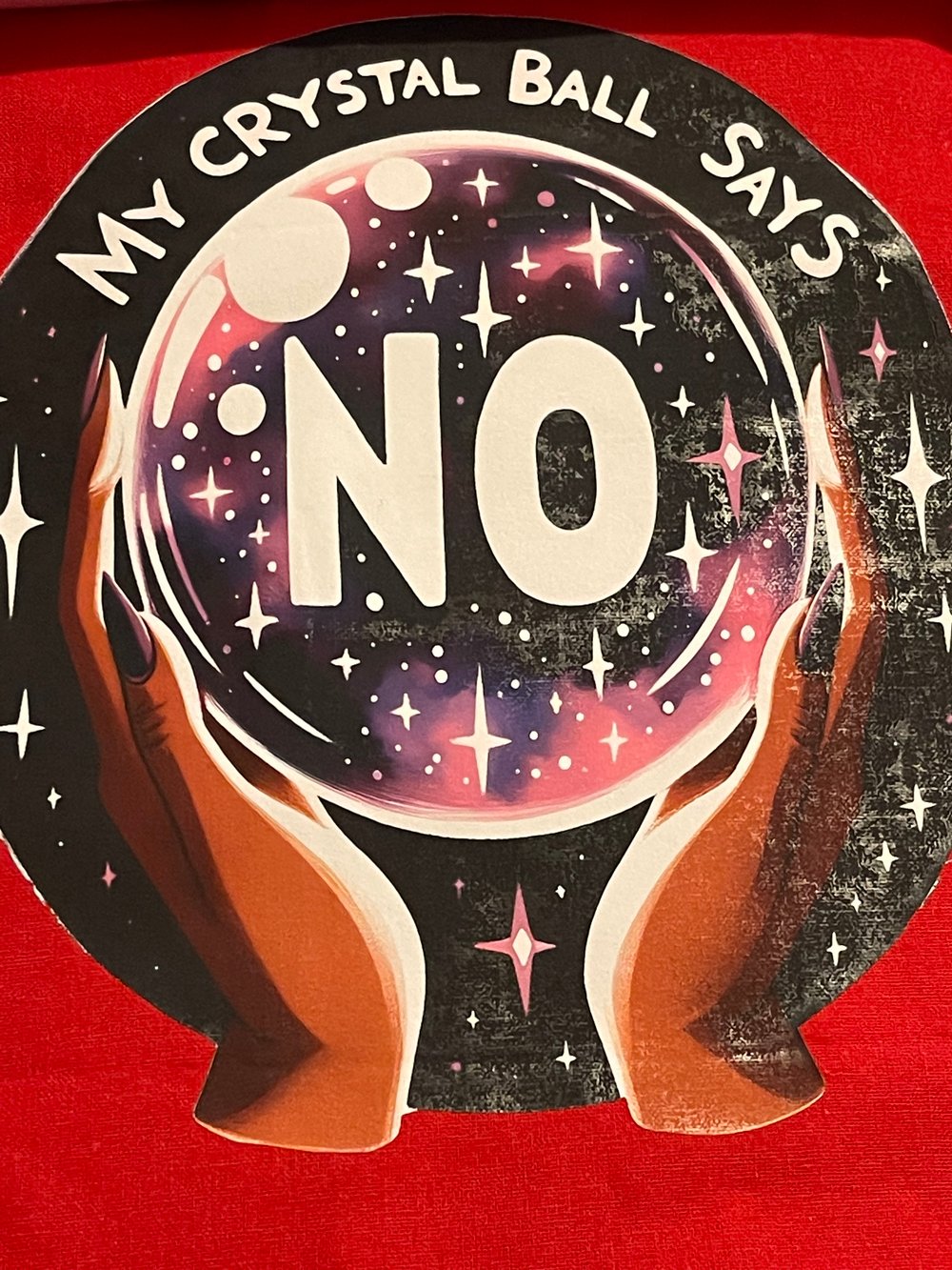 Image of My crystal ball says no (red tote bag)