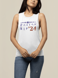 Image 1 of Dutton Rip '24 Tank, Flowy Swoop Ladies’ Muscle Tank from PatriotsCo.com