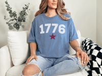 Image 1 of 1776 Blue Jean - Unisex garment-dyed heavyweight t-shirt from PatriotsCo.com