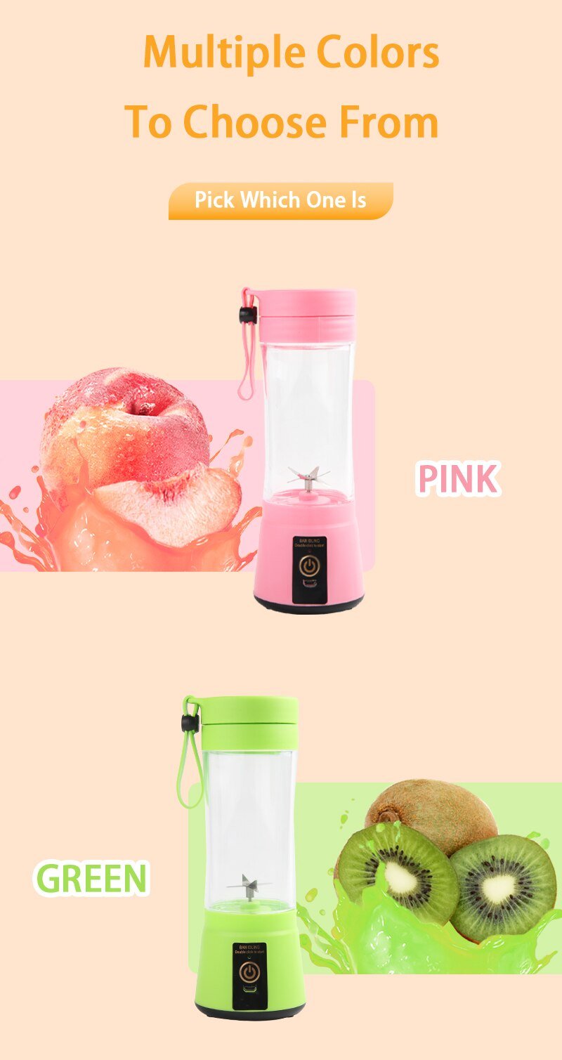Portable Fruit Juice Blenders Summer Personal Electric Mini Bottle Home USB 6 Blades Juicer Cup