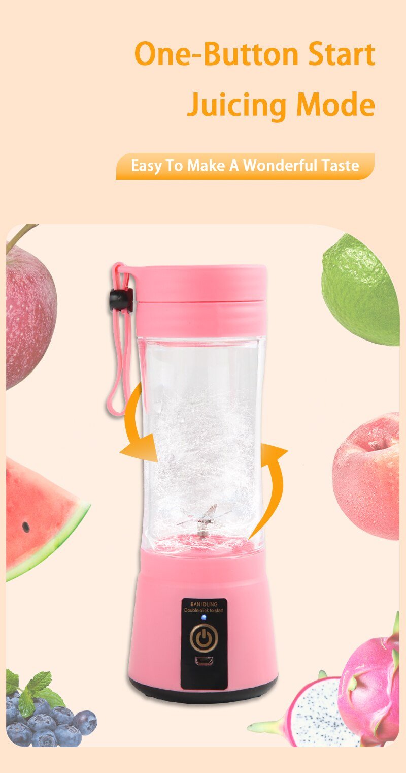 Portable Fruit Juice Blenders Summer Personal Electric Mini Bottle Home USB 6 Blades Juicer Cup