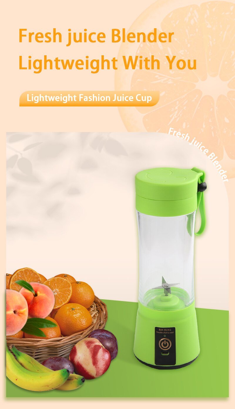 Portable Fruit Juice Blenders Summer Personal Electric Mini Bottle Home USB 6 Blades Juicer Cup
