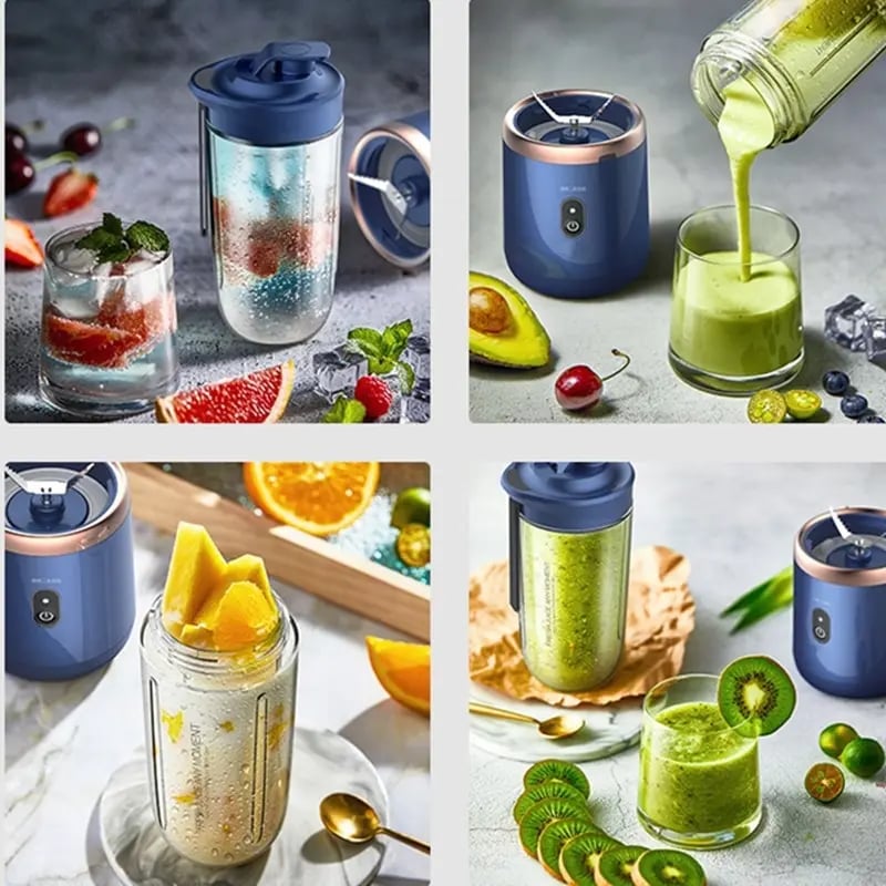 Portable Small Electric Juicer Stainless Steel Blade Cup Juicer Fruit Automatic Smoothie Blender