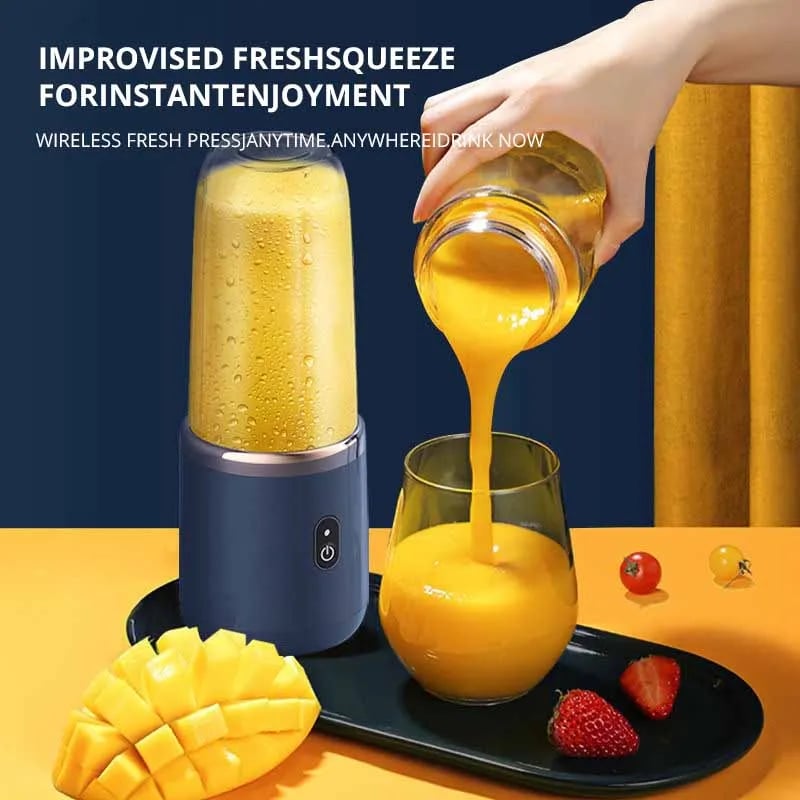 Portable Small Electric Juicer Stainless Steel Blade Cup Juicer Fruit Automatic Smoothie Blender
